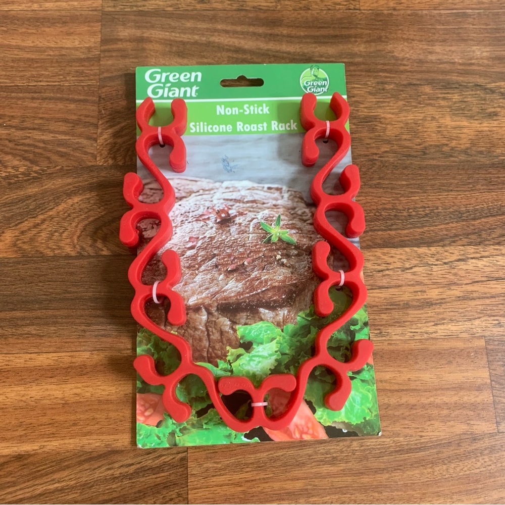 Green Giant Non-Stick Silicone Roadt Rack NEW Red BPA Free Dishwasher Safe